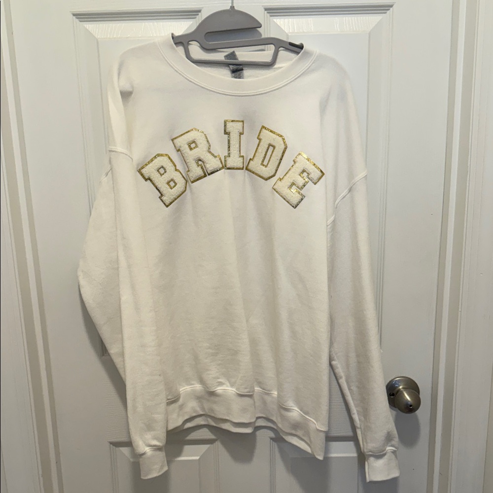 Gildan White and Gold 'Bride' Sweater
